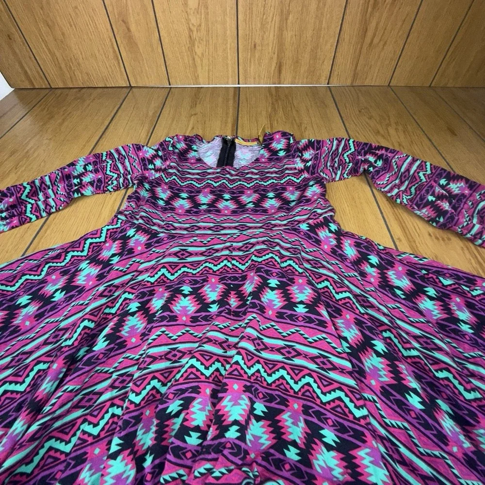 Wrangler Girl's Dress Aztec Black‎ Multi Empire Festival Long Sleeve Size S New